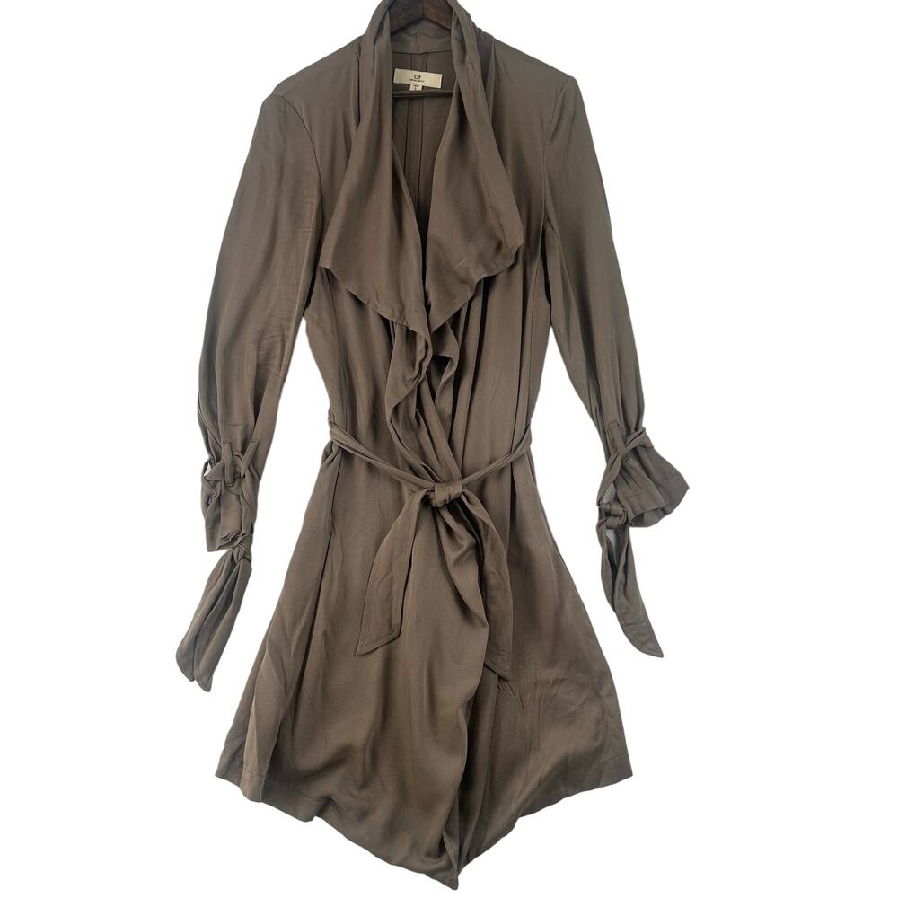 Thread & Supply Womens Wrap Jacket Cotton Brown Belted Waist Long Sleeve Size LG